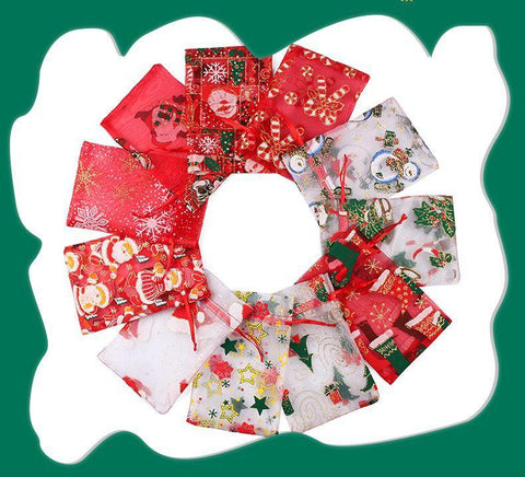 Christmas Organza Bags 10X15cm -Pack of 12 Assorted Colors