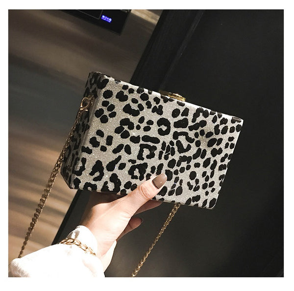 Leopard Print Box Clutch