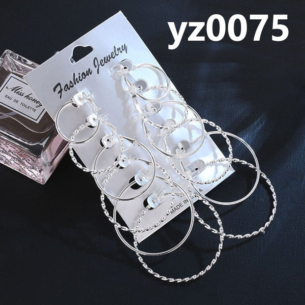 6 Pairs Hoop Earring Sets