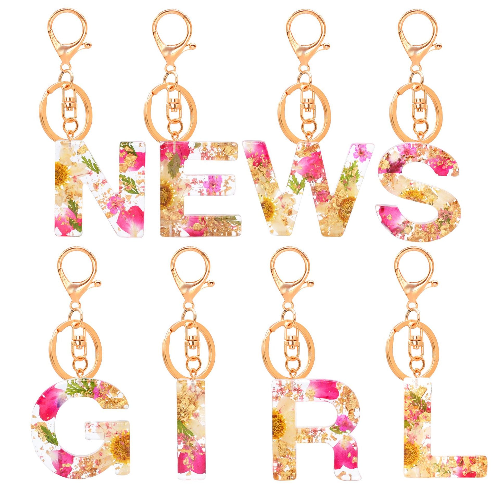 Petals Resin Initial Key Chain