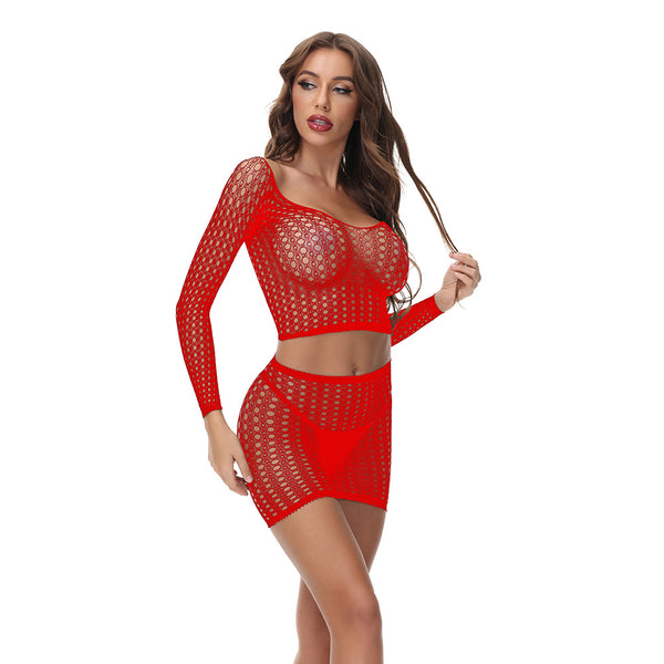 Long Sleeve Mesh 2 Piece Skirt W510