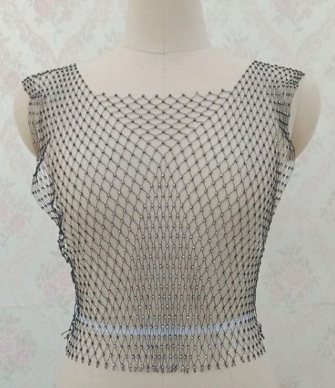 Rhinestones Sheer Mesh Top