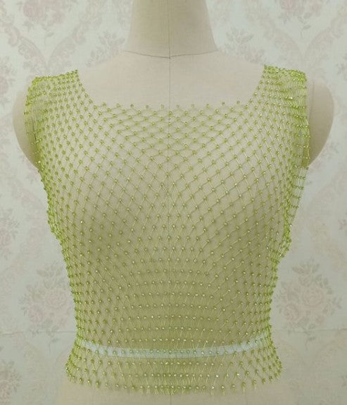 Rhinestones Sheer Mesh Top