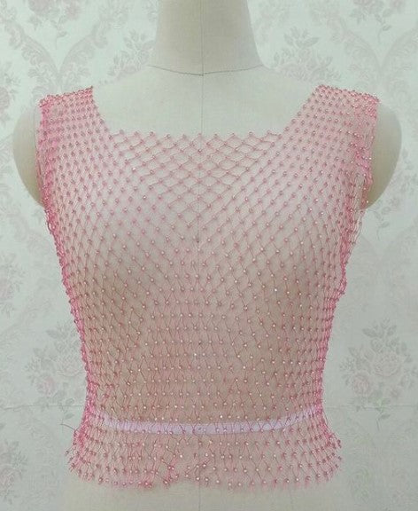 Rhinestones Sheer Mesh Top