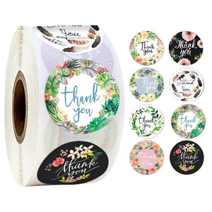 Round Floral Thank You Stickers