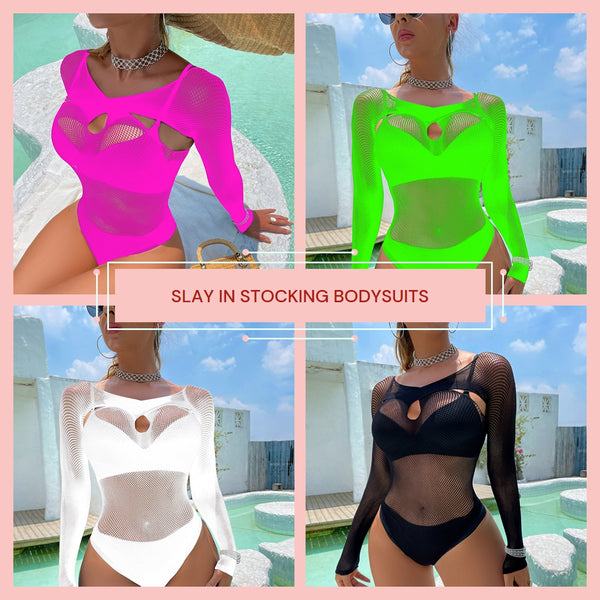 Long Sleeve Stockings Bodysuit W591