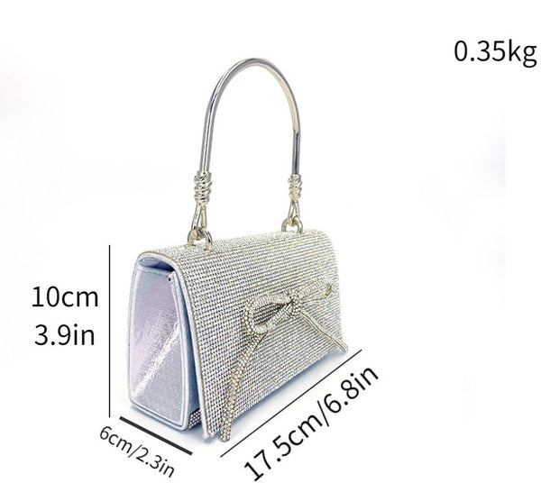 Metal Handle Diamante Bow Evening Clutch