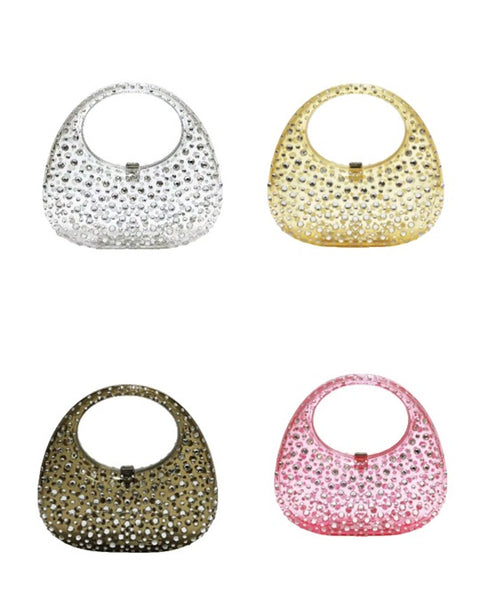 Diamond Studded Acrylic Moon Clutch