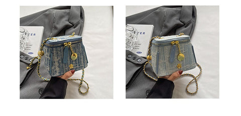 Denim Striped Bucket Sidebag