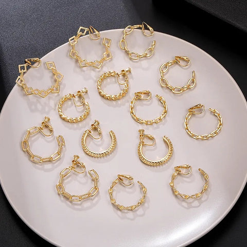 C Shaped Chain Clip Earrings