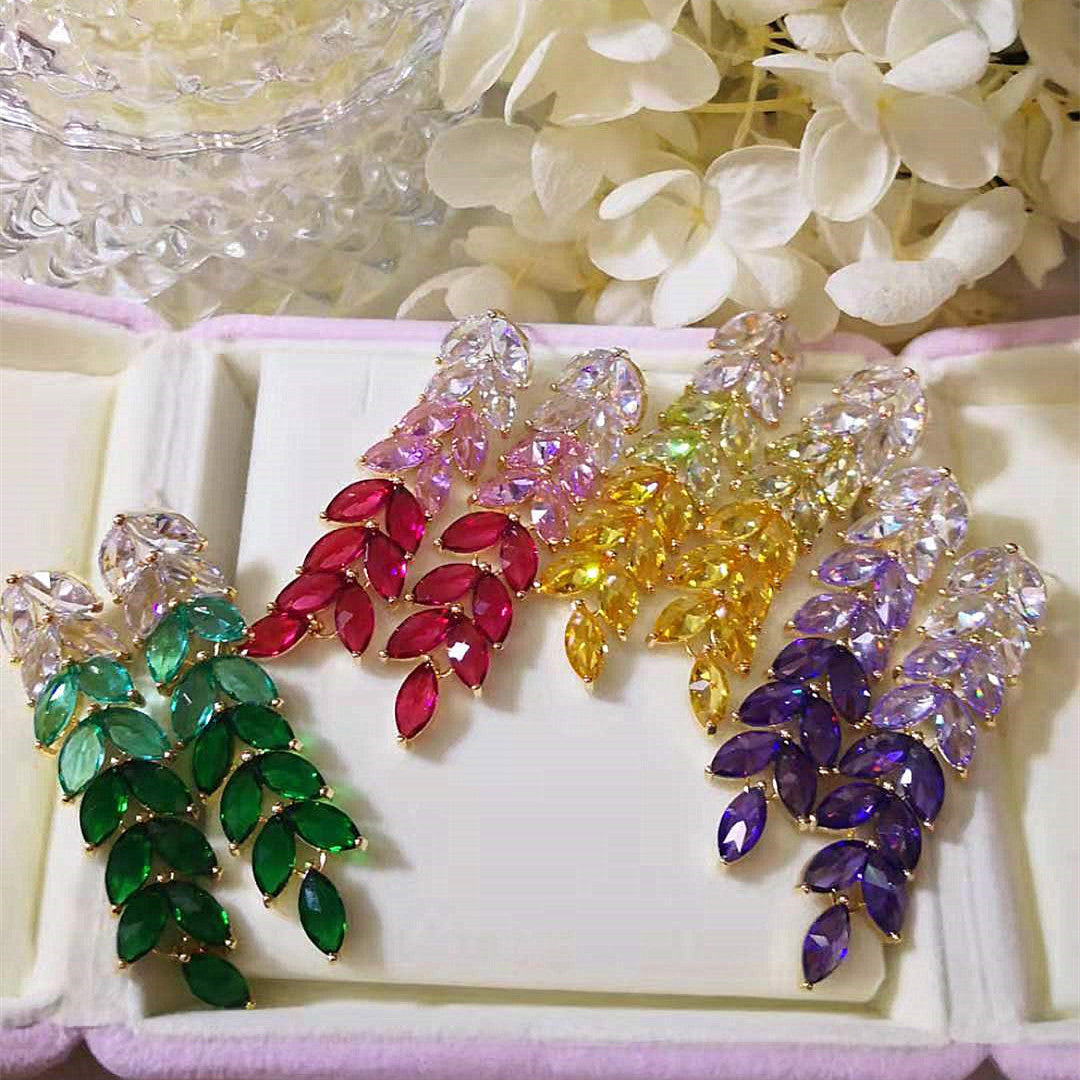 Colorful Diamonds Long Earrings