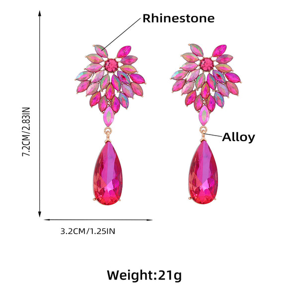 Flower Full Diamond Drop Earrings