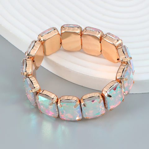 Round Glass Diamond Elastic Bracelet