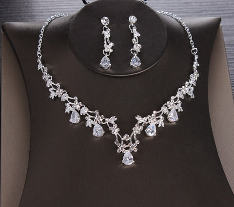 Bridal Necklace + Earrings Pin Set