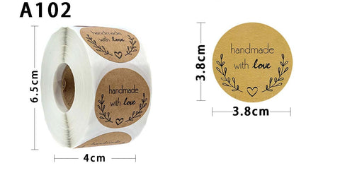 Round Kraft Paper (Handmade With Love) Sticker Labels