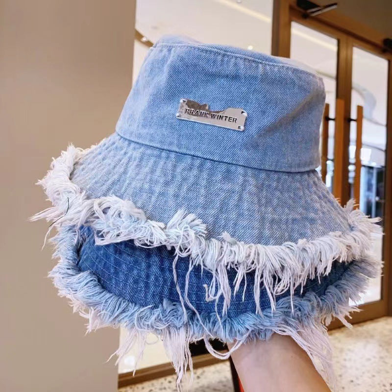 Denim Distressed Bucket Hat