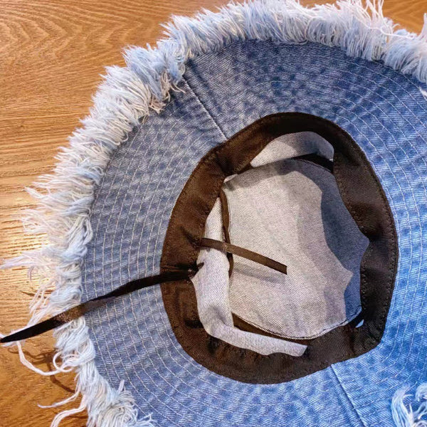 Denim Distressed Bucket Hat