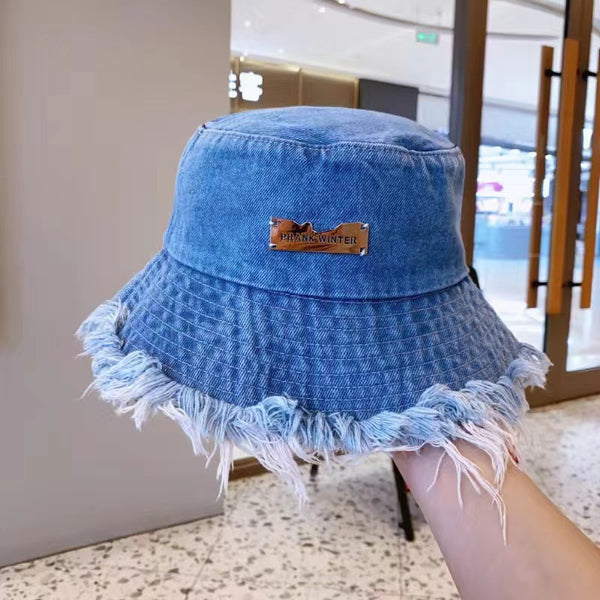 Denim Distressed Bucket Hat