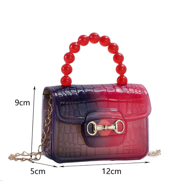 PVC Jelly Gradient Color Bead Handle Mini Bag