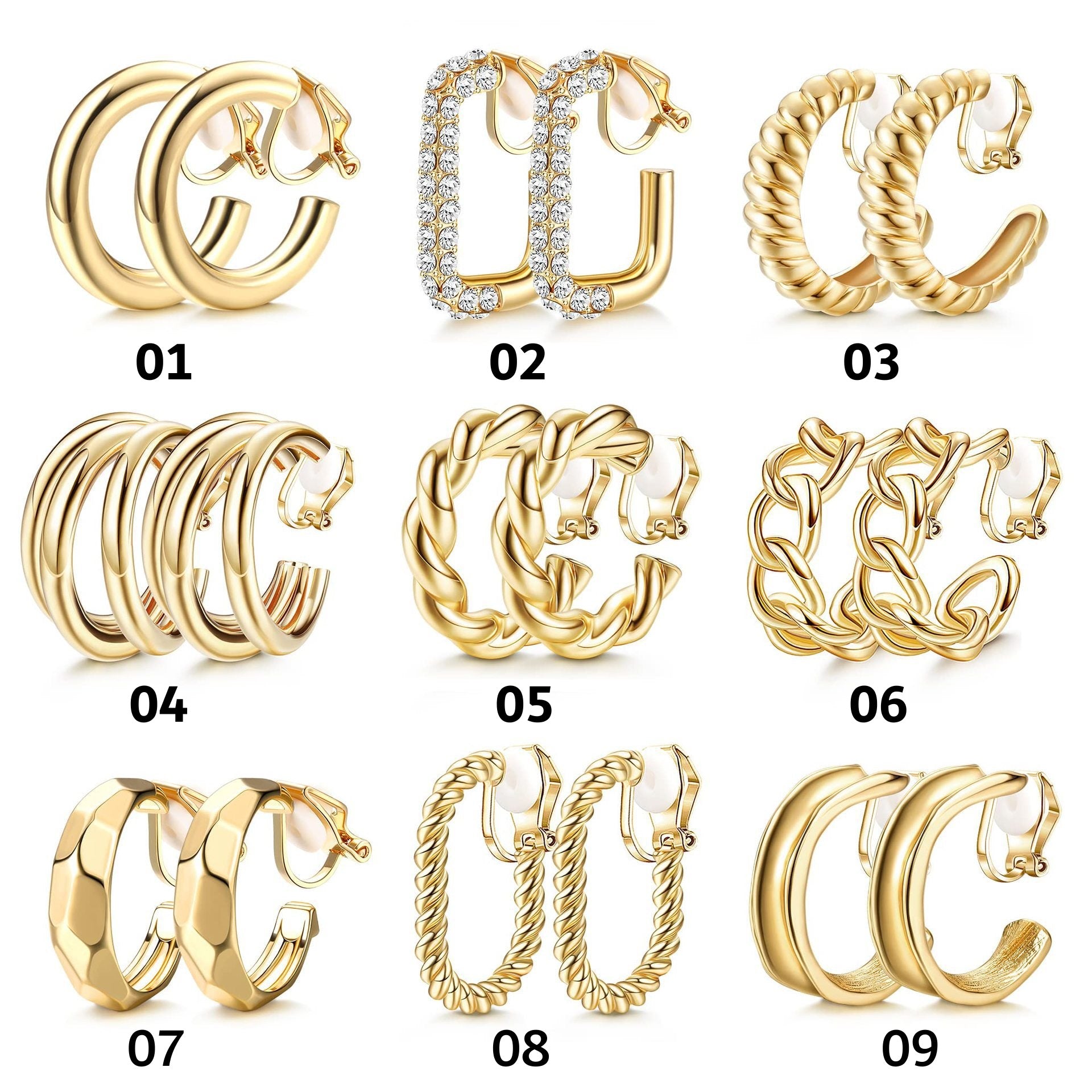 C Shaped Clip On Earrings