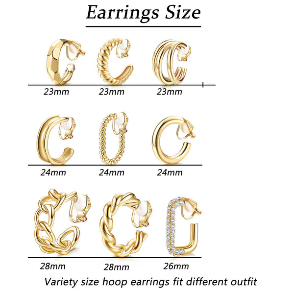 C Shaped Clip On Earrings