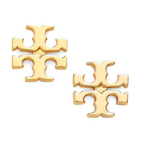 TB Glossy Gold Logo Earrings