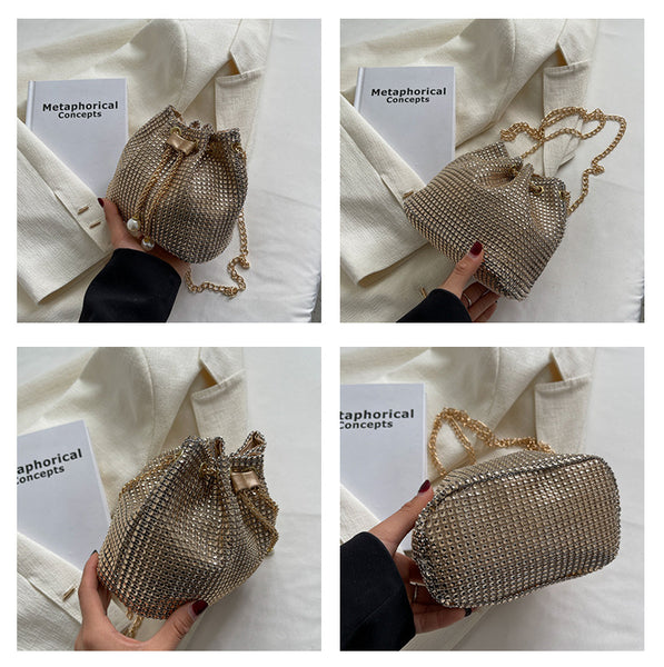 Studded Drawstring Pouch With Pearls x6330