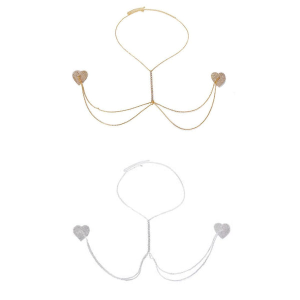 Rhinestone Heart Nipple Chain 30456