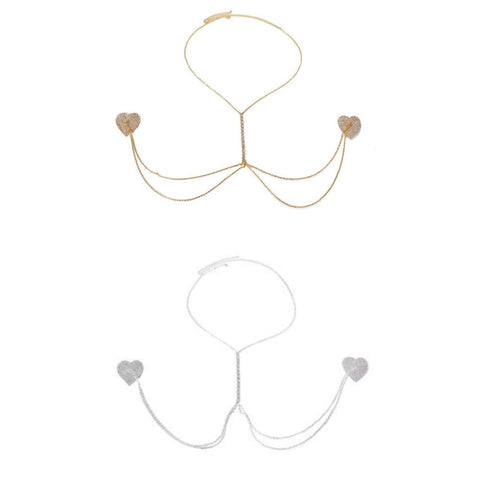 Rhinestone Heart Nipple Chain 30456