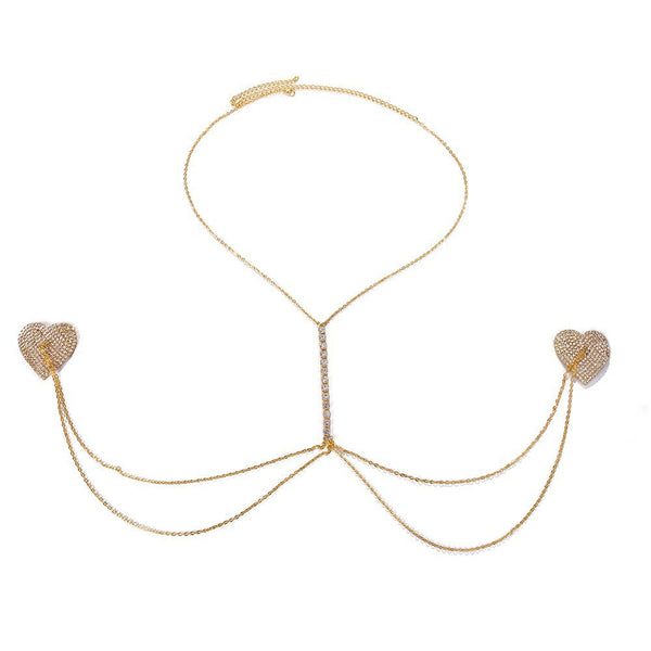 Rhinestone Heart Nipple Chain 30456