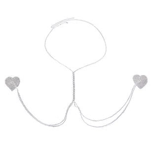 Rhinestone Heart Nipple Chain 30456