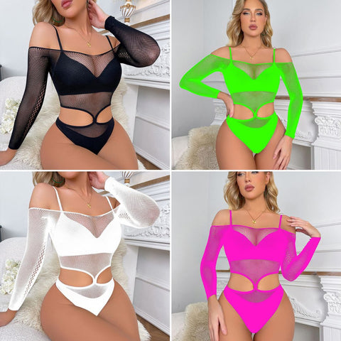 Off Shoulder Stockings Bodysuit