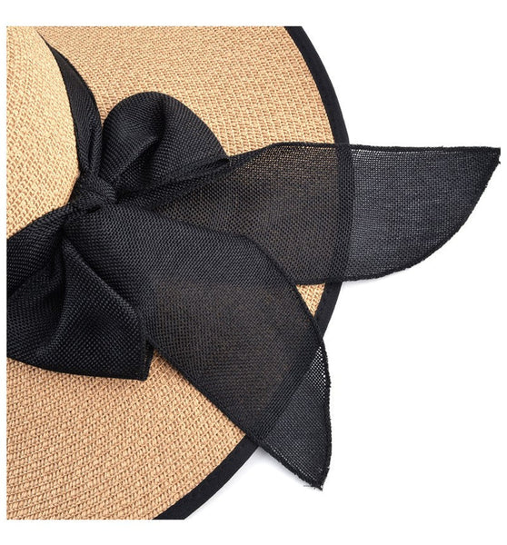 Large Brim Ribbon Straw Hat