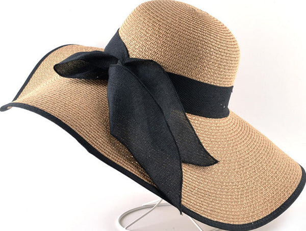 Large Brim Ribbon Straw Hat