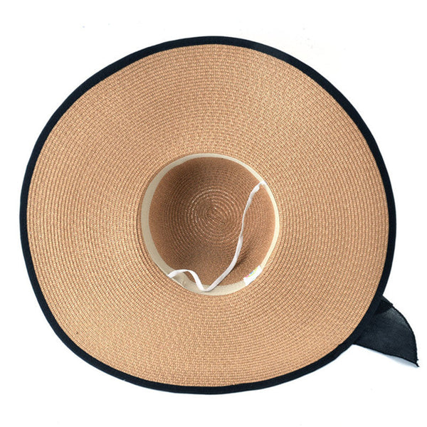 Large Brim Ribbon Straw Hat