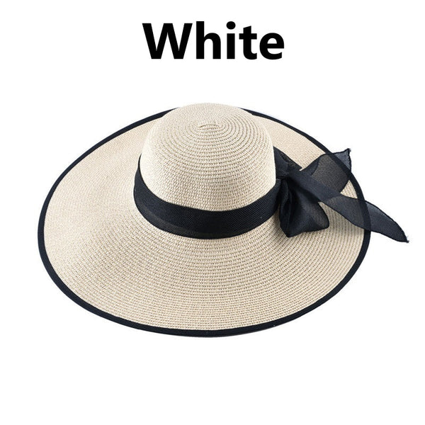 Large Brim Ribbon Straw Hat