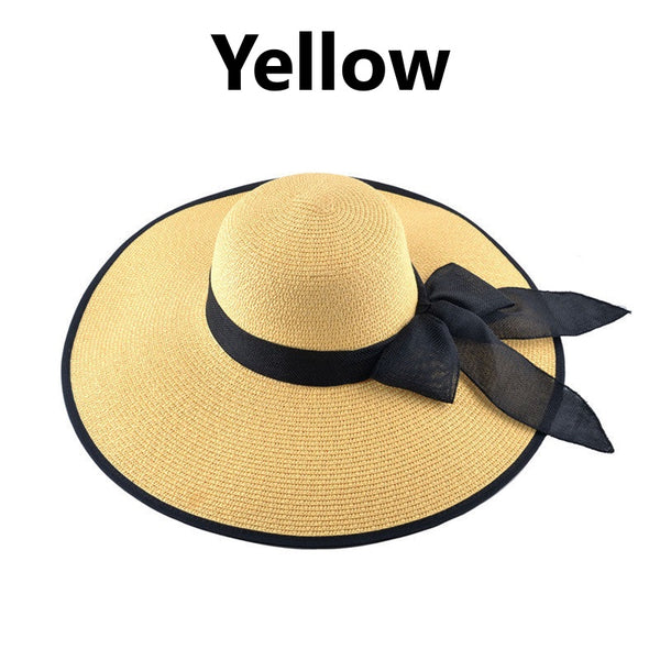 Large Brim Ribbon Straw Hat