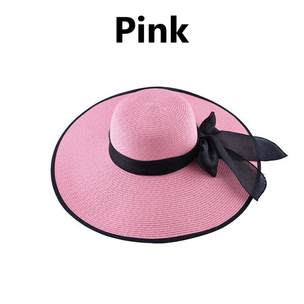 Large Brim Ribbon Straw Hat