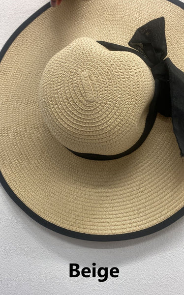 Large Brim Ribbon Straw Hat