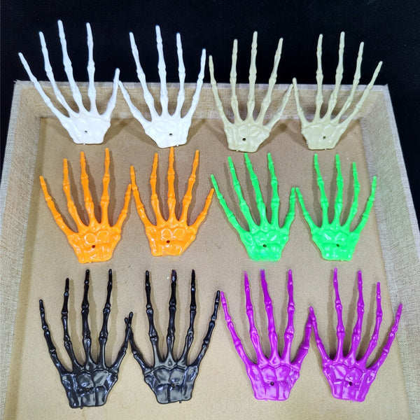 Halloween 9.6cm Ghost Hands Green, White and Orange (Pack of 6 Pairs)