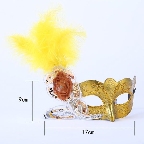 Mask with Feathers and Glitters