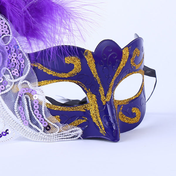 Mask with Feathers and Glitters