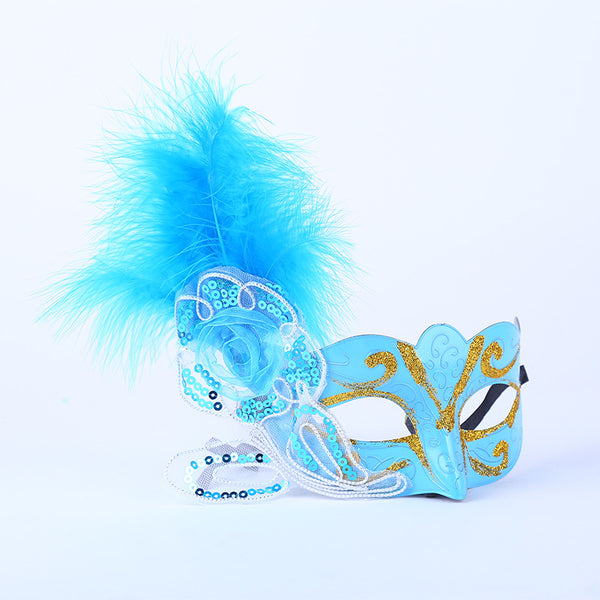 Mask with Feathers and Glitters