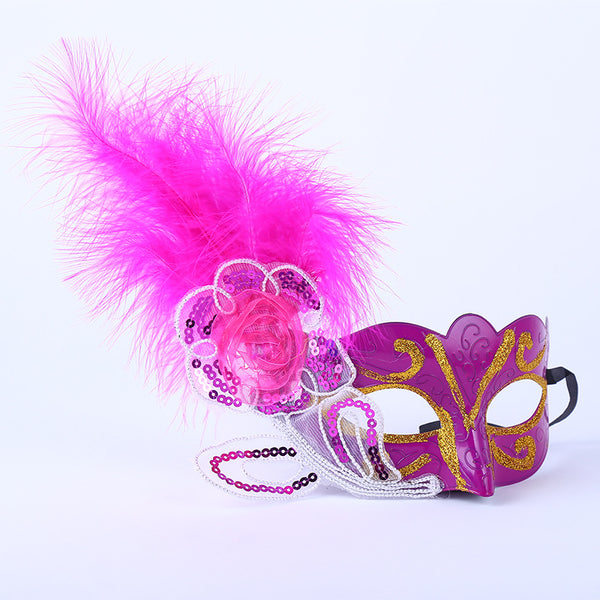 Mask with Feathers and Glitters