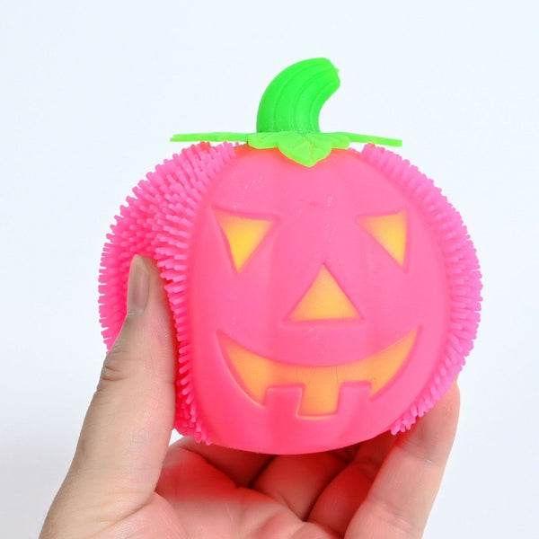 Large Led Light Up Fuzzy Pumpkins Decompression Toy