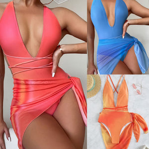 Halter Swimsuit With Skirt