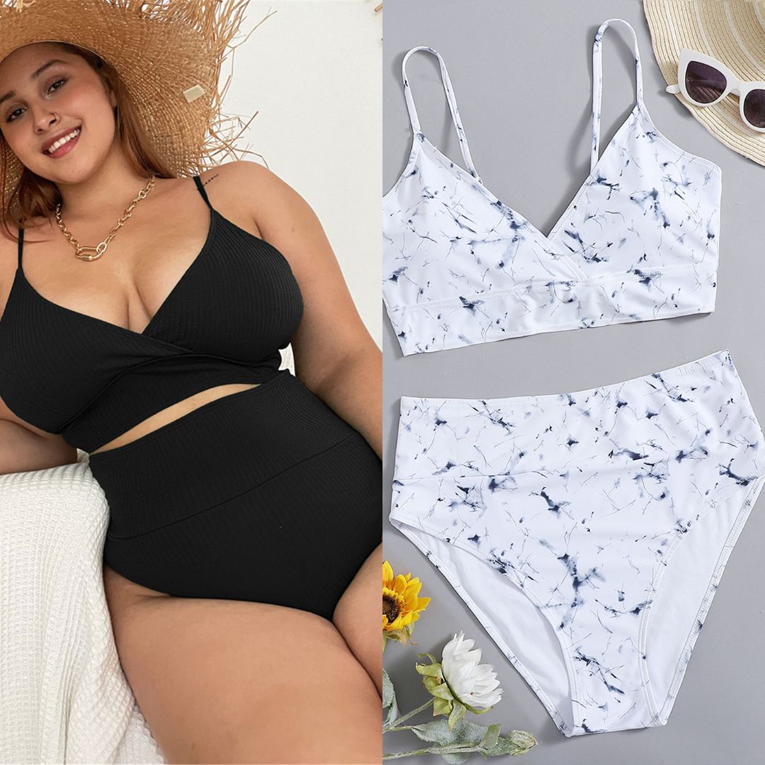 Plus Size High Waist Two Piece Bikini Set