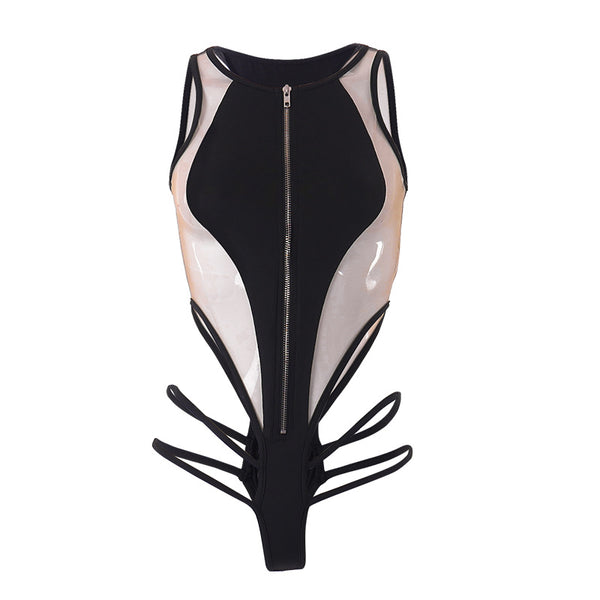 Zip Up Mesh Bodysuit J22BS187