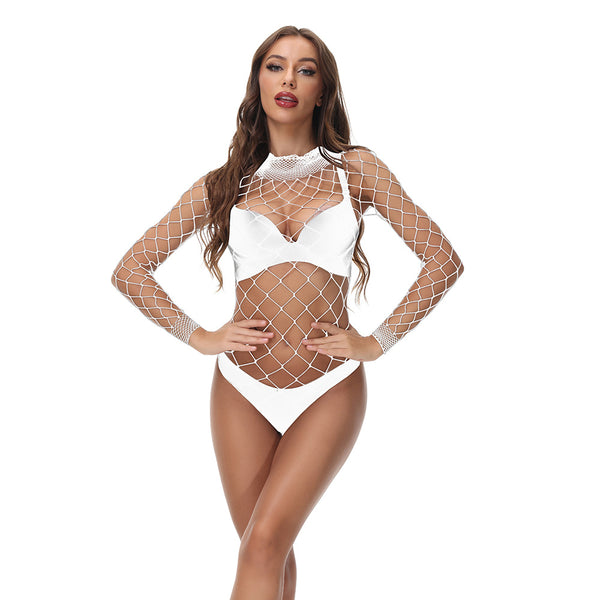 Long Sleeve Fish Net 1 Piece