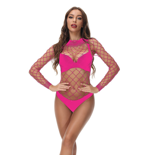 Long Sleeve Fish Net 1 Piece